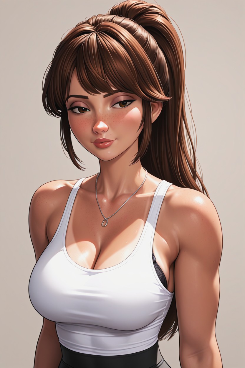 Tank Top, Brunette, Lip Filler AI Porn
