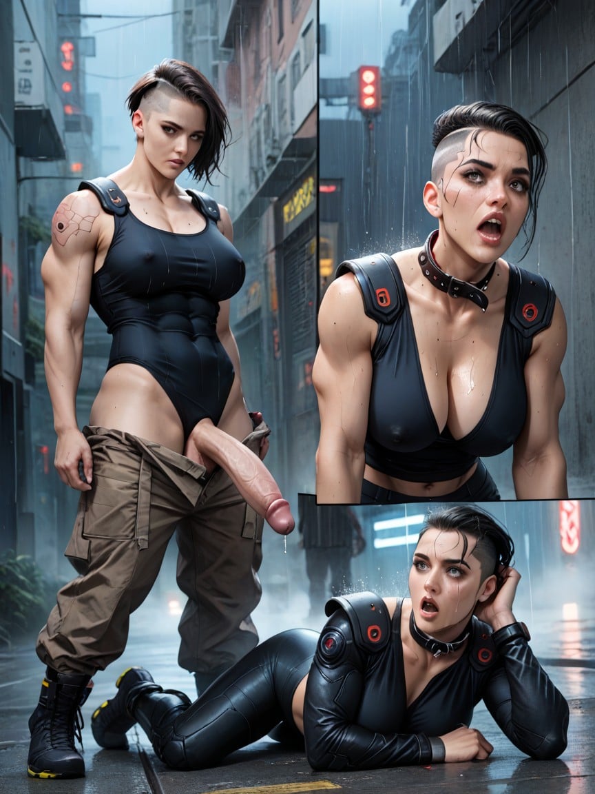 Large Breast, Raining, Collar (restraints) AI Porn
