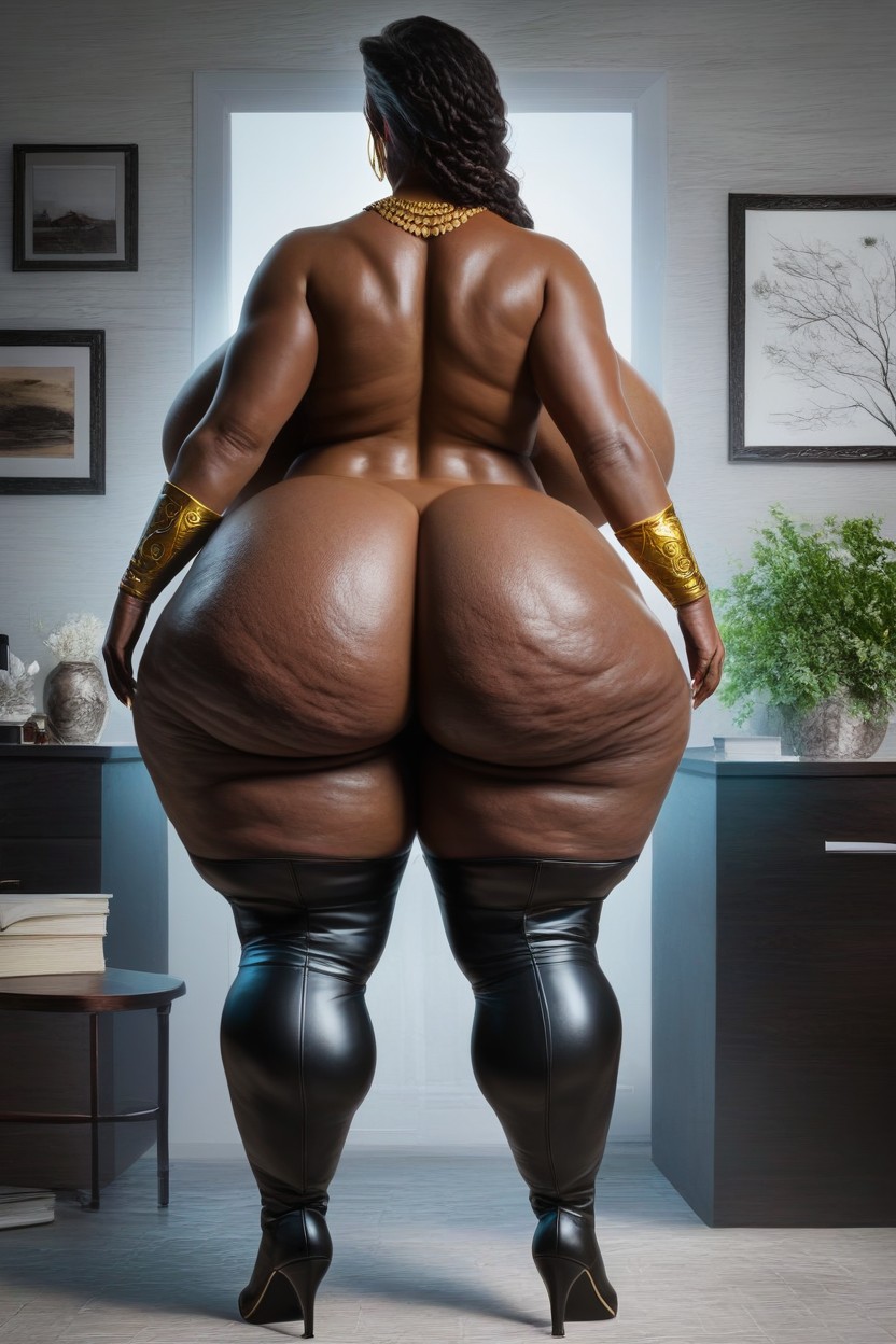 Black Thigh High Boots Looking At Viewer, Super Thick Thighs, Ssbbw AI Porn
