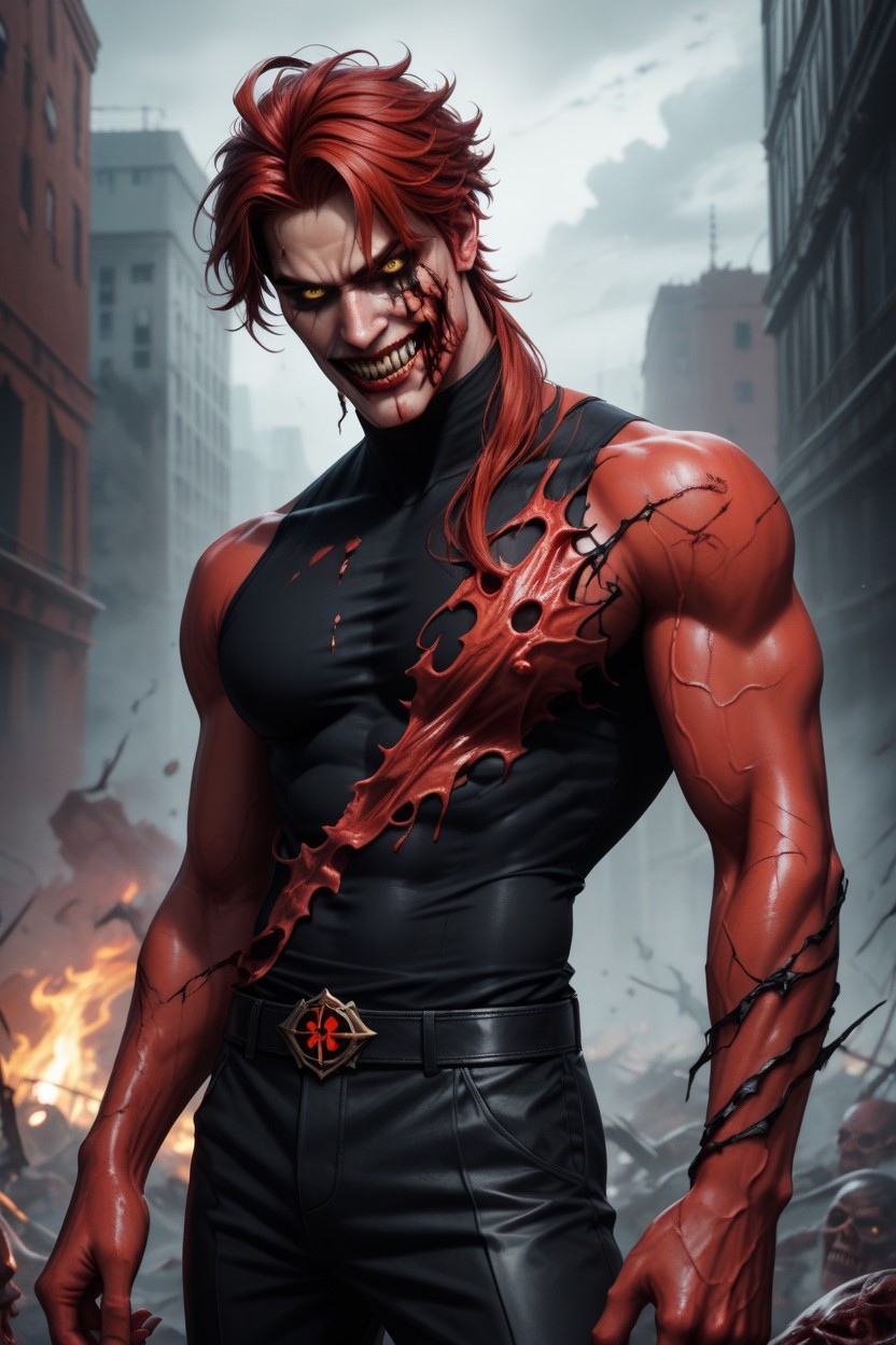 18+, Jagged Grin His Glowing, Chaotic Symbiote With A Wiry And Sinewy Physique AI Gay Porn