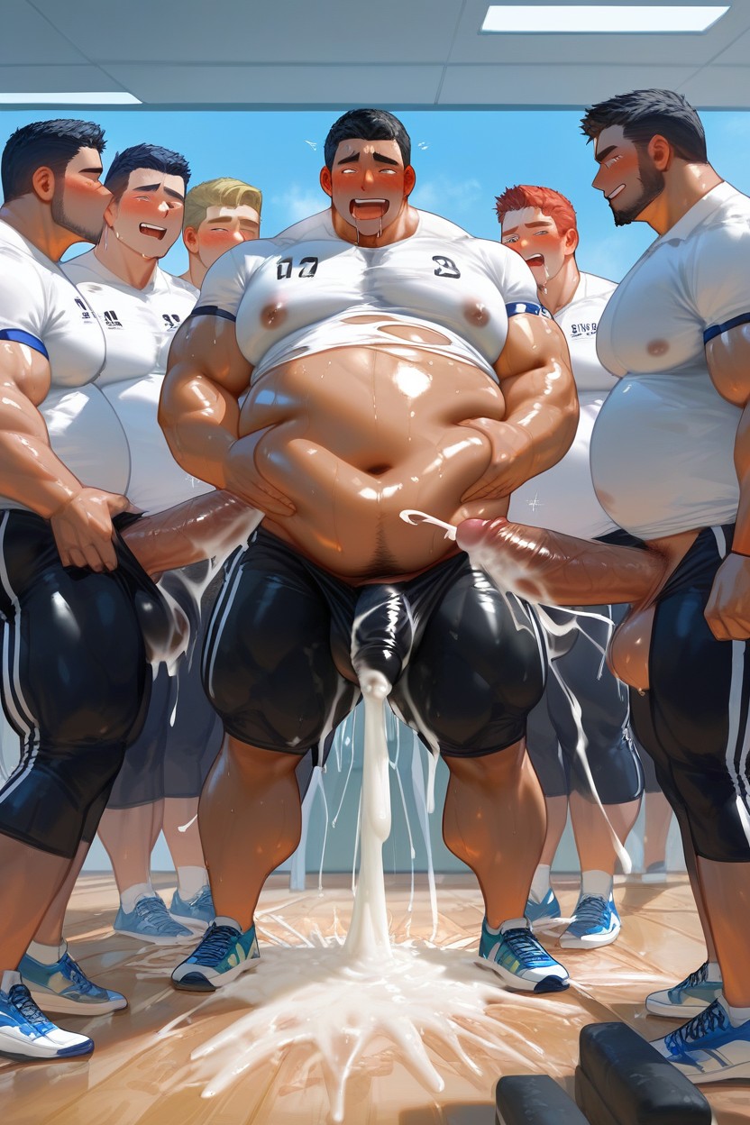 Gym, Hyper Cum, Obese AI Gay Porn