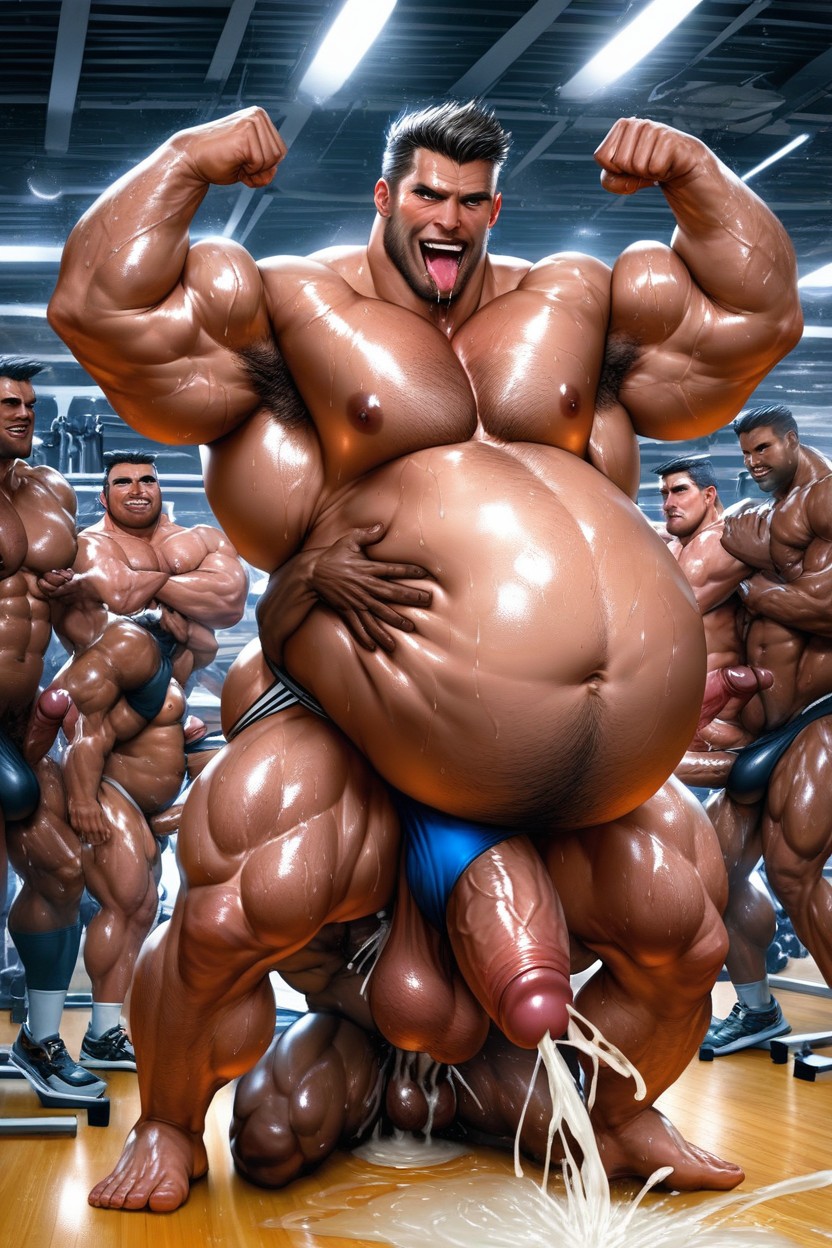 Hands On Belly, Enormous Belly, Gigantic AI Gay Porn