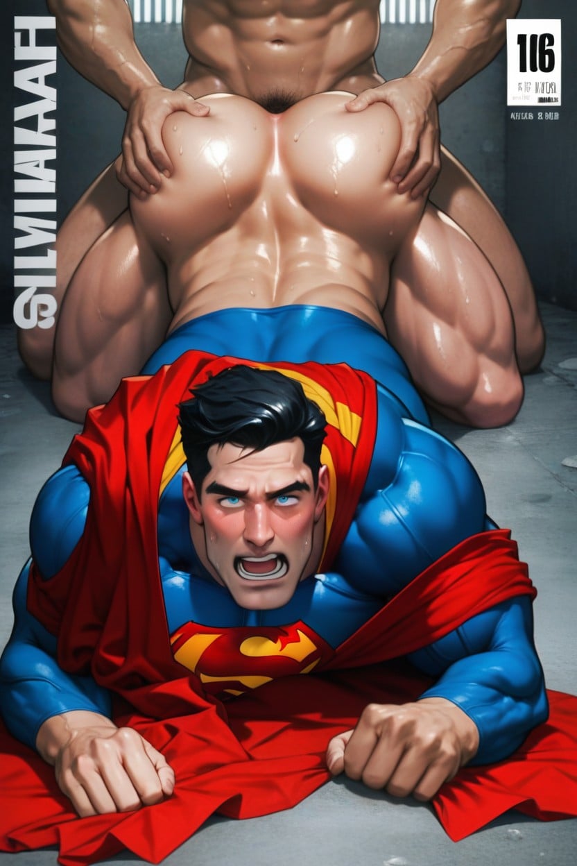 Scandinavian, Red Capes, Muscled Superman In Blue Costume AI Gay Porn