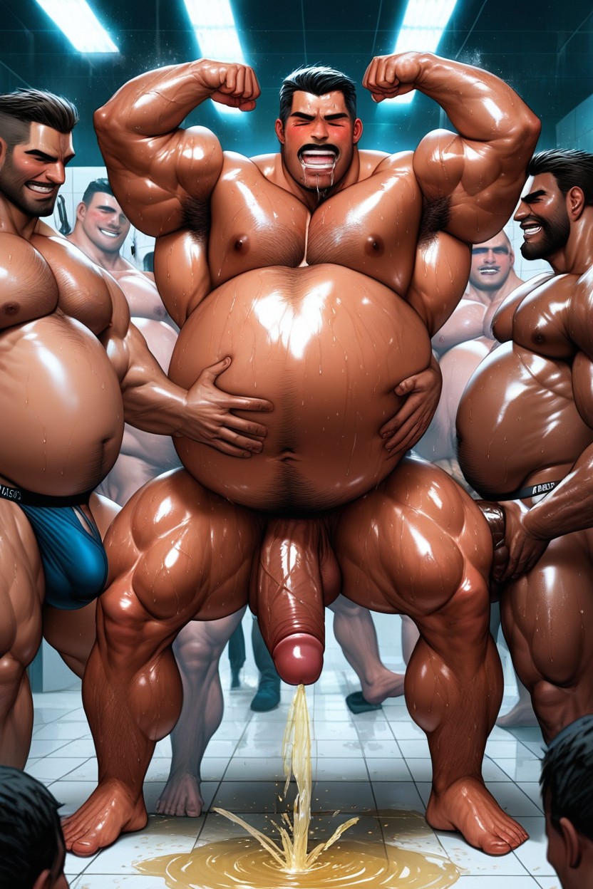 Ripped Clothes , Pissing, Hyper Belly AI Gay Porn