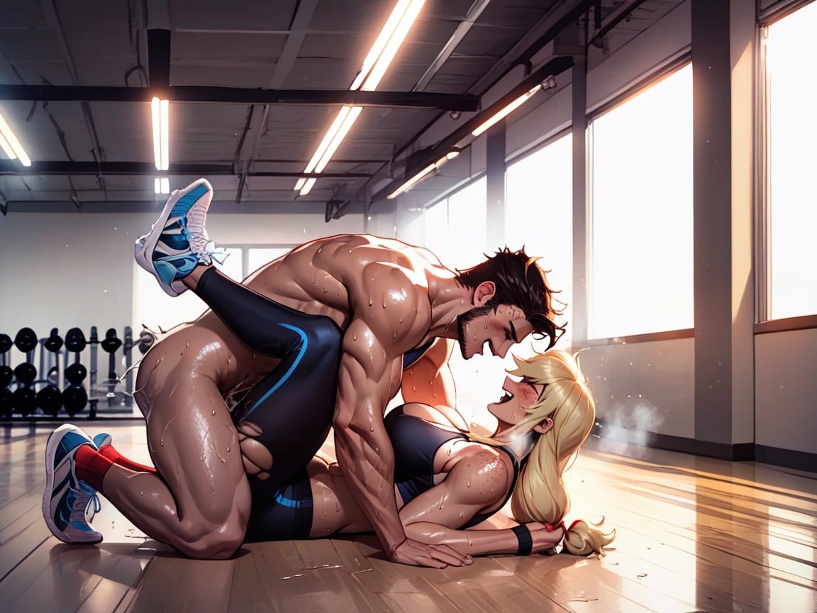 Medias Rasgadas, Cuerpo Completo, Man With Sweaty Body Hentai IA