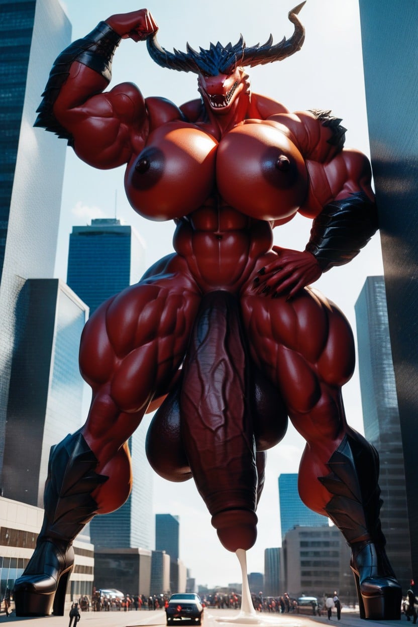 Hyper Muscle, Breast Expansion, Bodybuilder Furry AI Porn