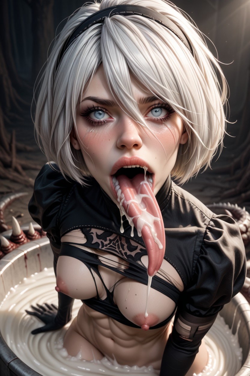 Tearing Skin, Full Lips, Ultra High Details AIポルノ