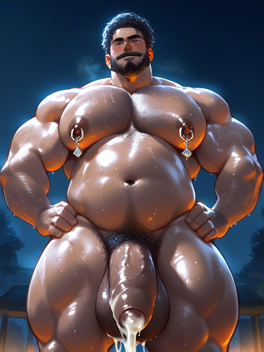 Hands On Hips, Black Hair, Simple Background AI Gay Porn