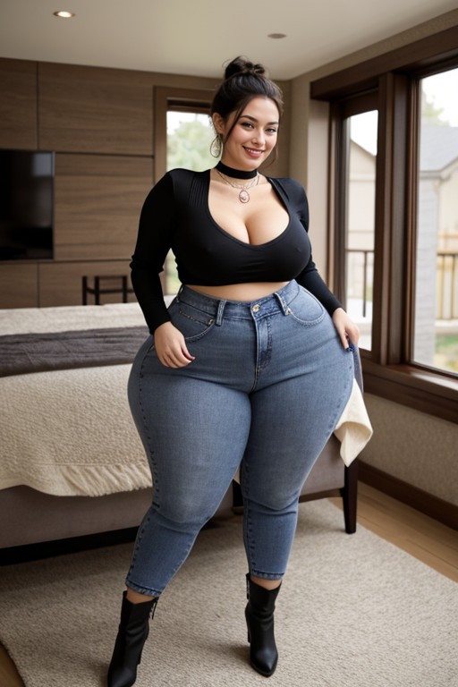 Long Length, Hair Bun, Front View AI Porn