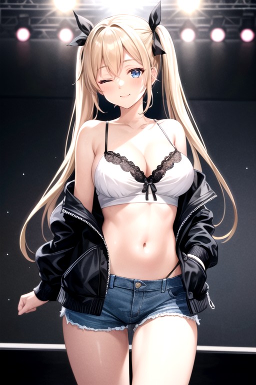 Clothes Down, Stage, Blonde Hair Hentai AI Porn