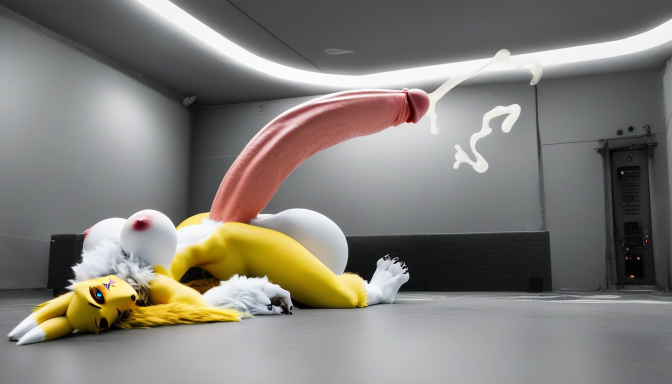 Girthy Massive Erection, Futanari Model, Long Body Fur Furry AI Porn