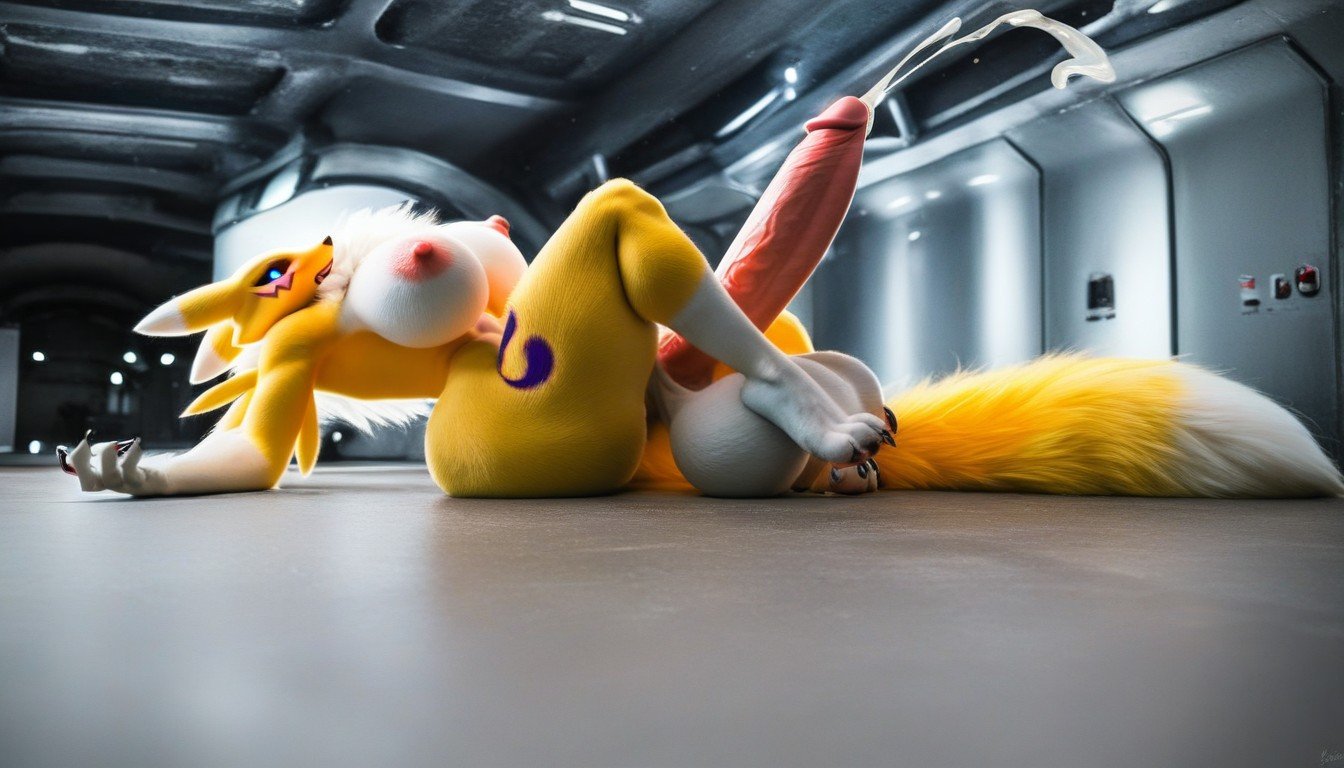 Thicc, Renamon, Giant Penis Fully Erect Porno IA Asiatique