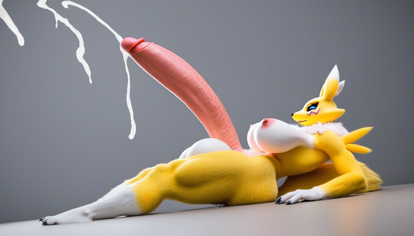 Yellow Fur, Voluptuous, Full Body Furry AI Porn