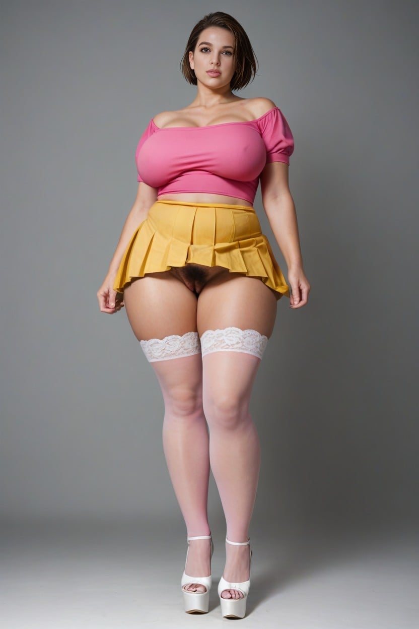 White High Heels Platform, フルボディ, Big Hairy Pussy AIポルノ