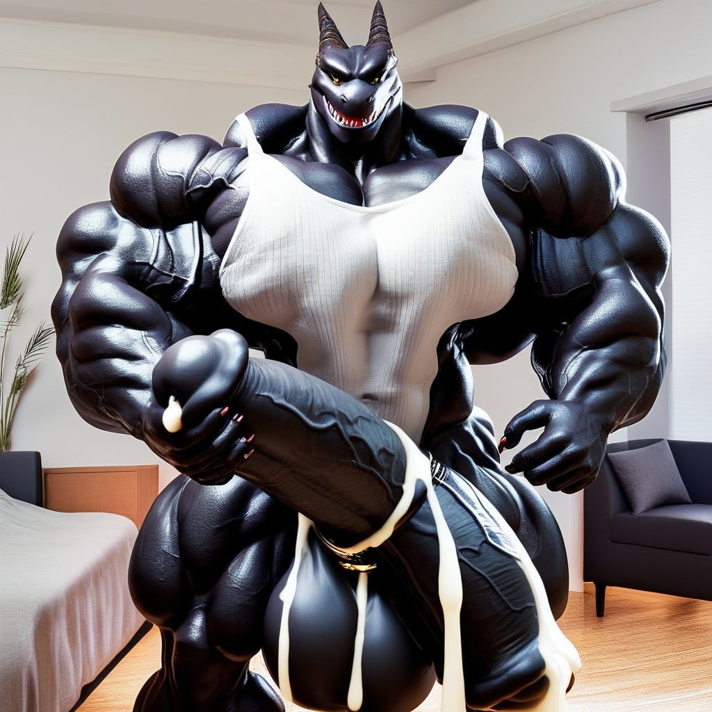 Impossibly Long Hyper Penis, Thick Cock, Extreme Muscle Furry AI Porn