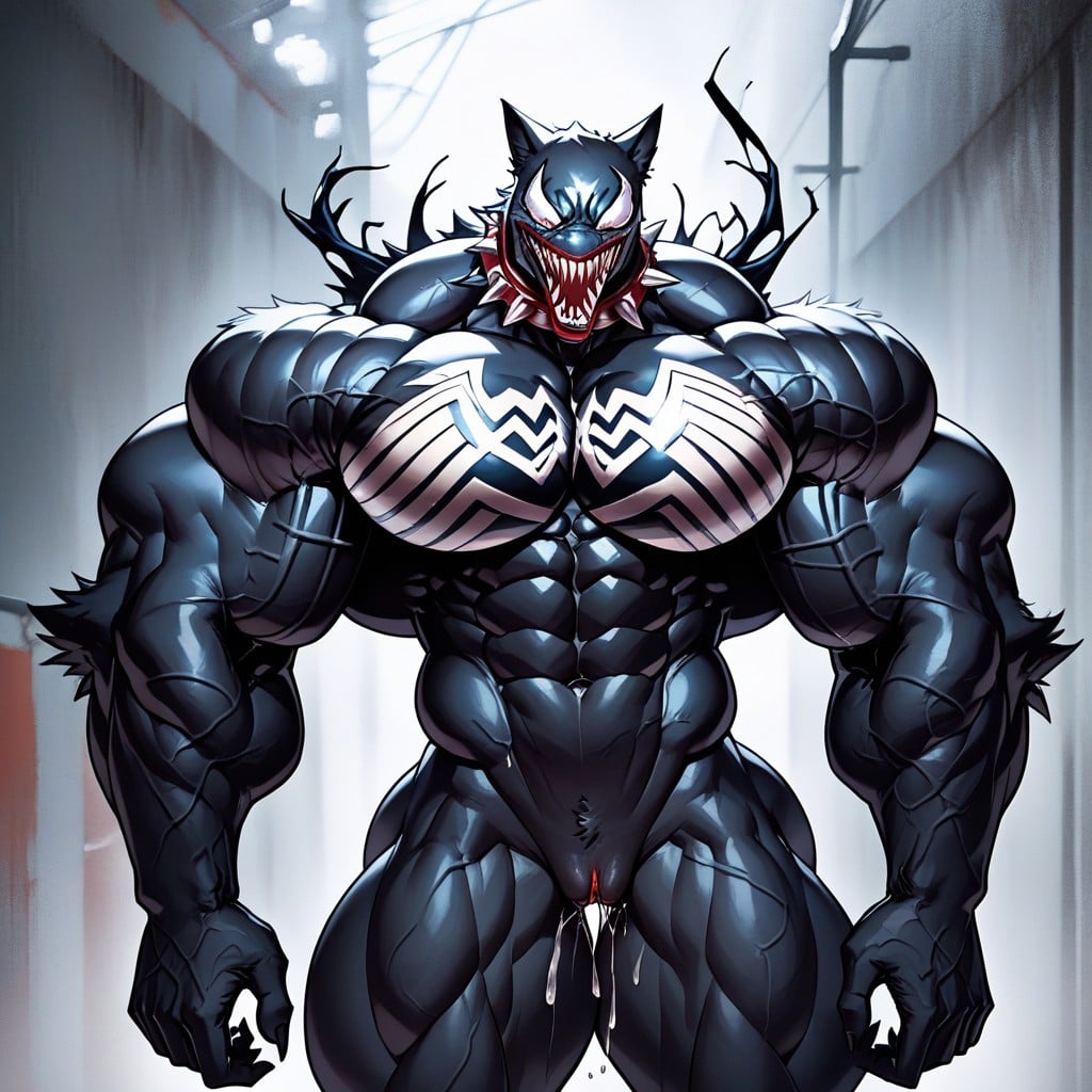 Wasp Waist, Extreme Muscle Definition, She Holds Out His Hands To The Viewer Furry AI Porn