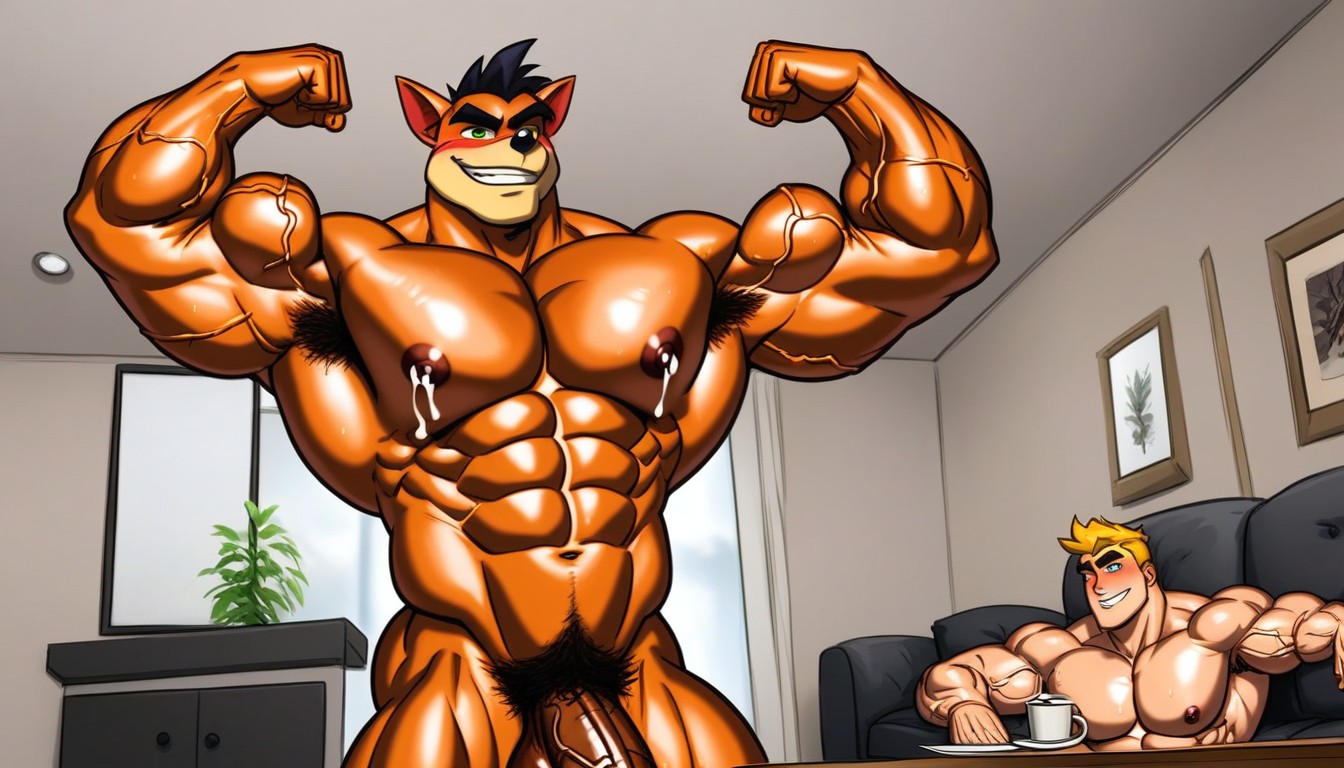 Legs Spread Open, Veiny Ballsack, 18+ AI Gay Porn