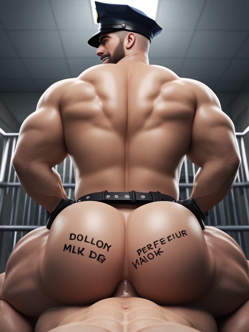 Bottom Teasing Top, Bottom Taunting Top, Big Muscular Bubble Butt AI Gay Porn