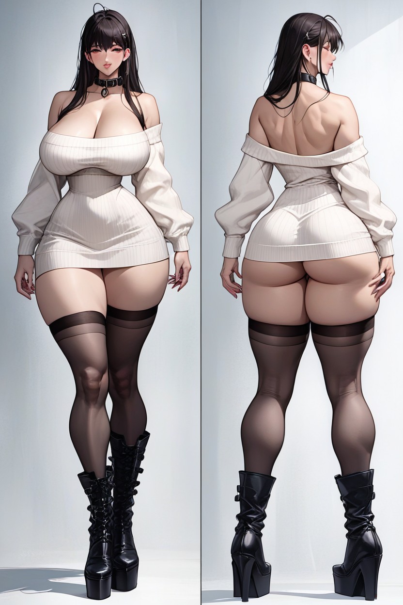 Thick Thighs, Extremely Thick Calfs, Big Bubble Ass AI Porn