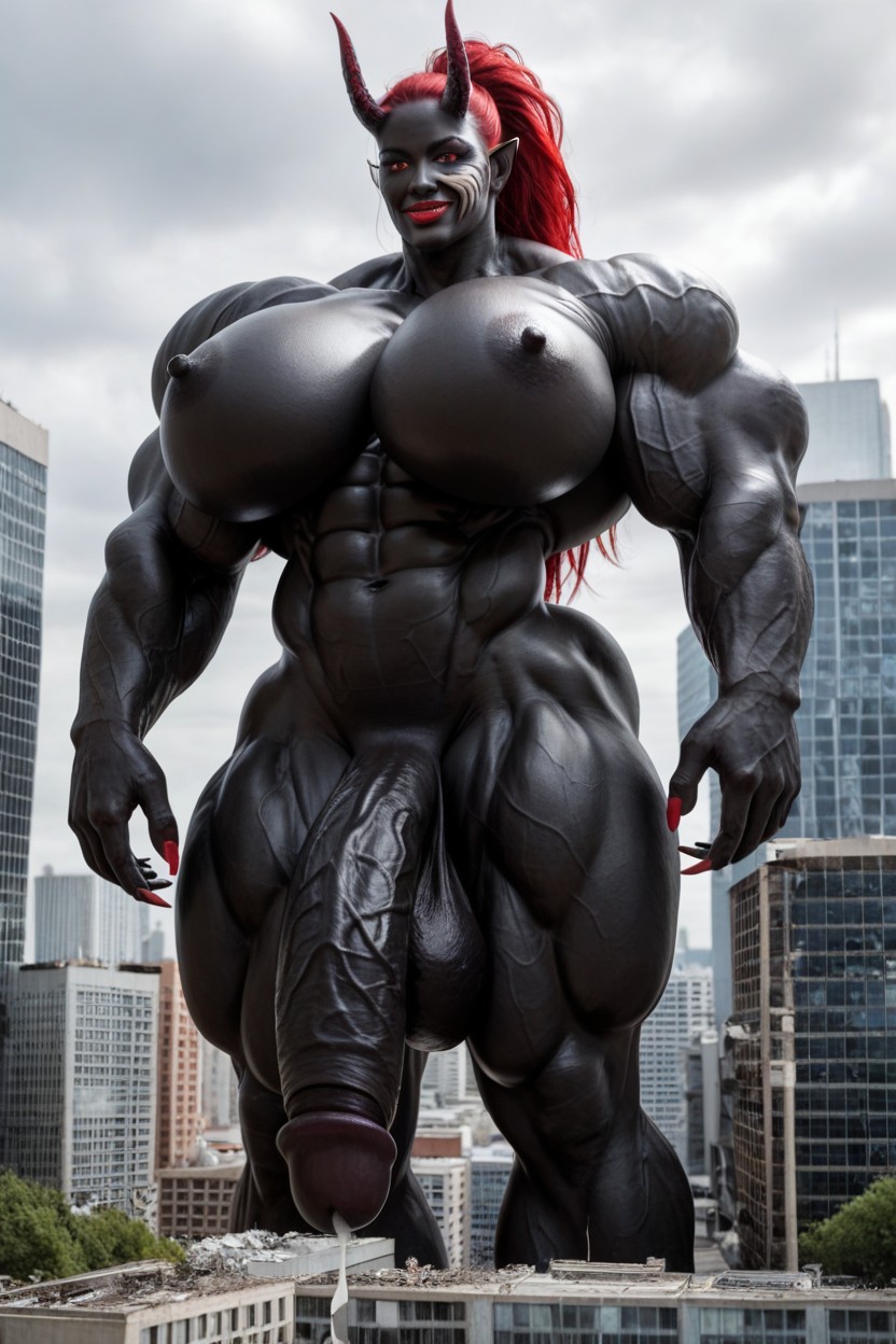 Hourglass Figure, Bodybuilder, Black Cock Bigger Than Body Shemale AI Porn