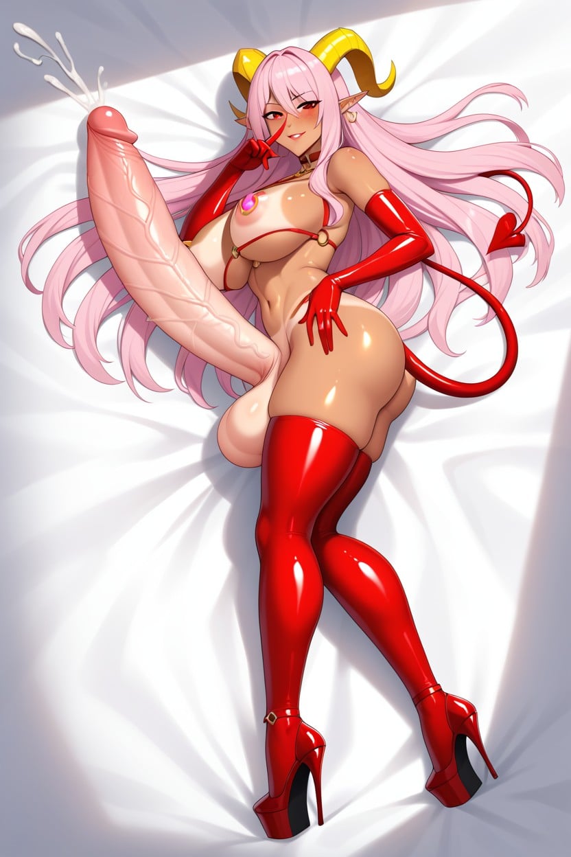 Golden Nipple Ring Piercings, Penis Pointing At Viewer, Delgada Hentai IA