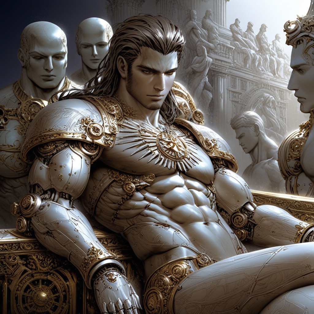 Empty Marble Eyes, Human Male Greek, Rim Light Hentai IA