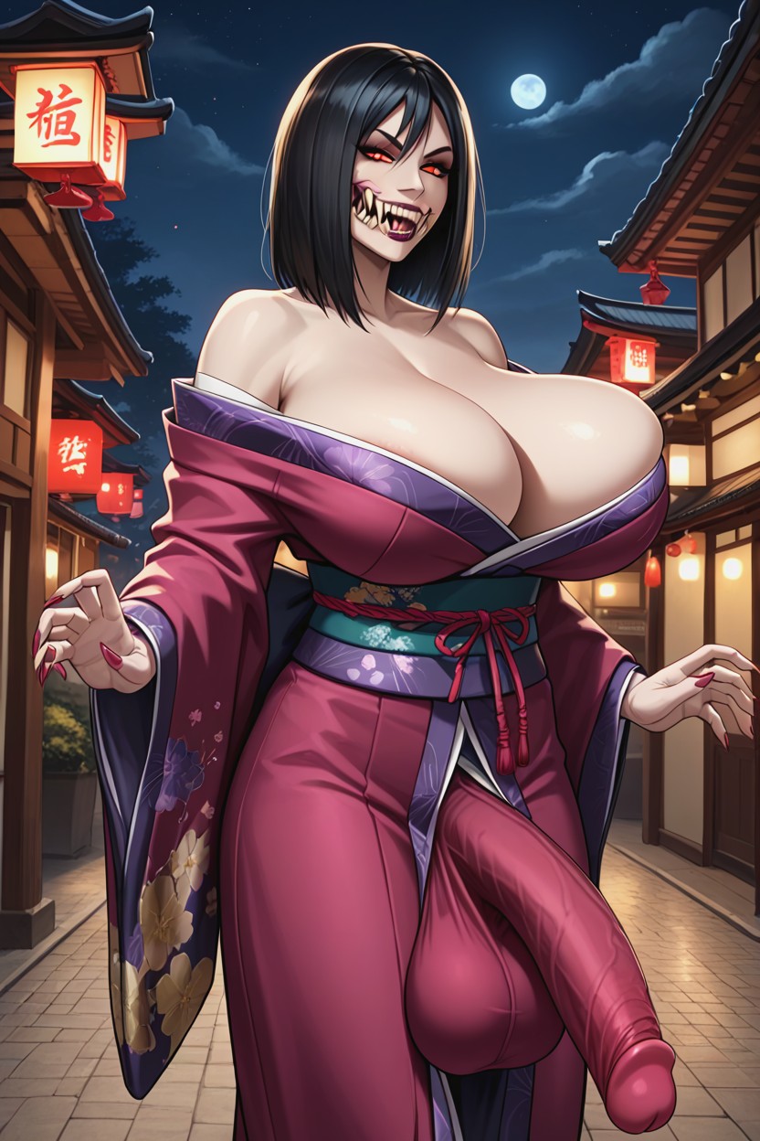 Fully Clothed, Holding Pair Of Sheers, Outside Shemale AI Porn