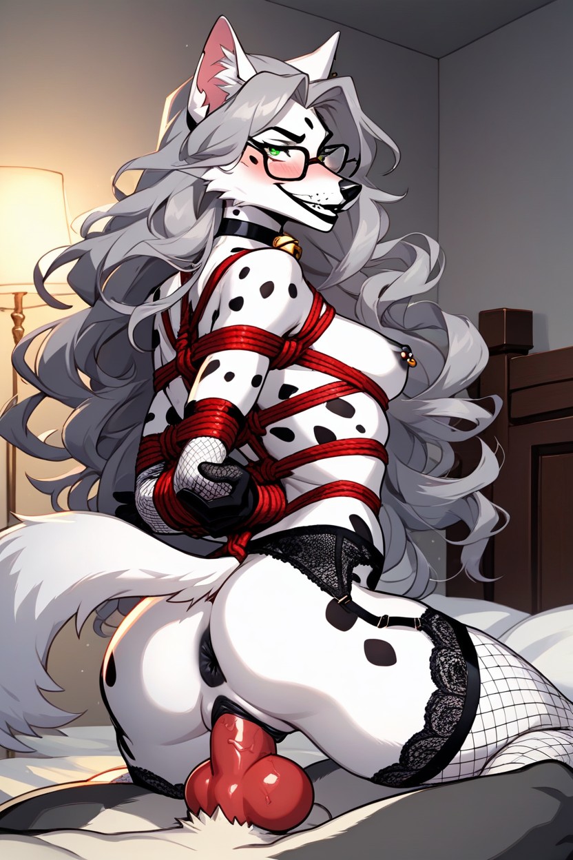 Bed, Lace Bra, Shibari Furry AI Porn