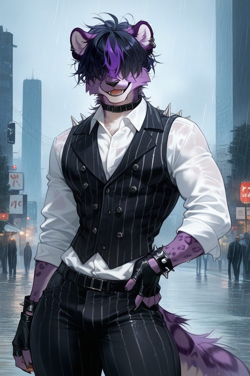 White Shirt, Wasp Waist, Solo Furry AI Porn