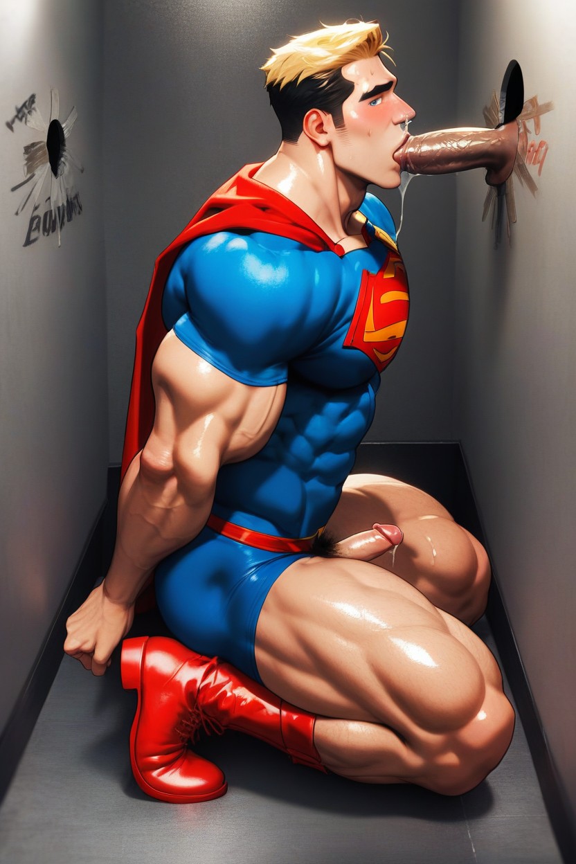 Superman's Below-average Size Penis, Huge Pectorals, Cuisses Épaisses Porno IA Gay