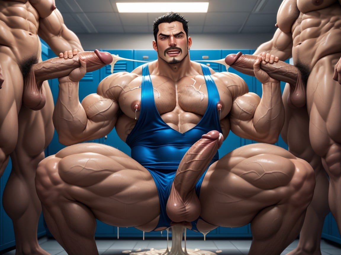 Hands Clutching At The Mans Back Japanese Bara Illustration Style, Legs Spread, Hyper Cum Everywhere Porno gay IA