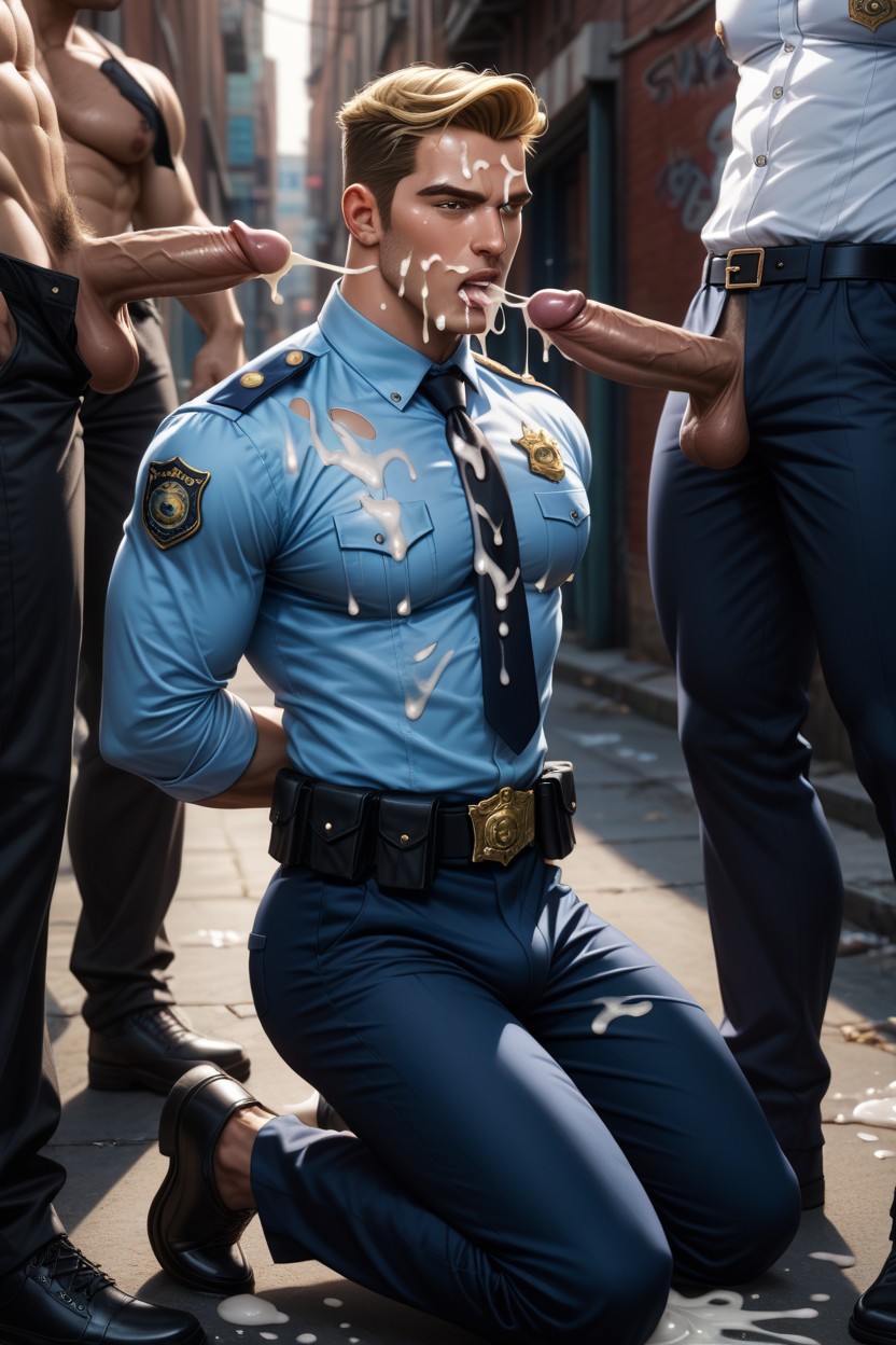 Muscular Masculine Man, 18+, Face Covered In Cum Porno gay IA