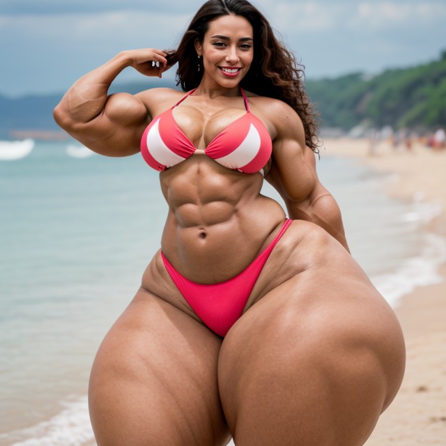 Muscular Steroid Abs, Extremely Wide Hips, Extremely Huge Ass AI Porn