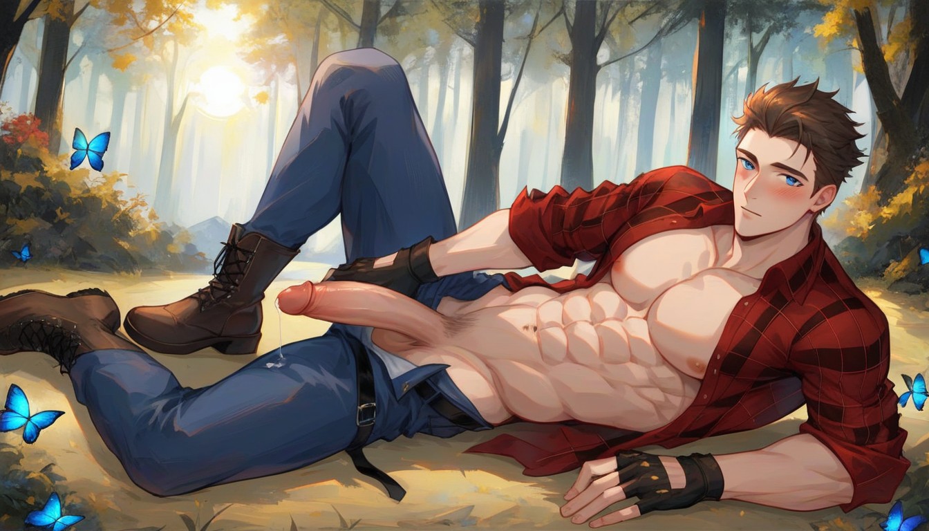 Hands Spread, Six Pack Abs, Twenty AI Gay Porn