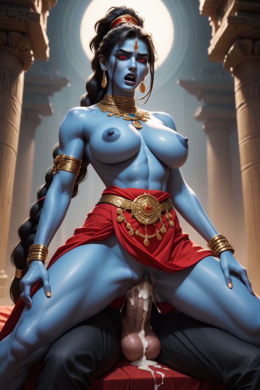 Braided, Wearing Lots Of Golden Indian Jewellery, Black Hair AI Porn