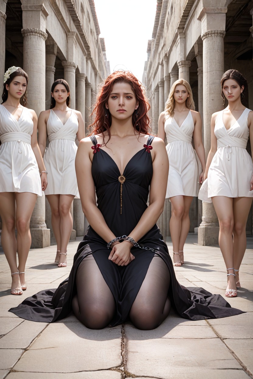 Sad, Messy Hair, Five Women Are Chained AI Porn