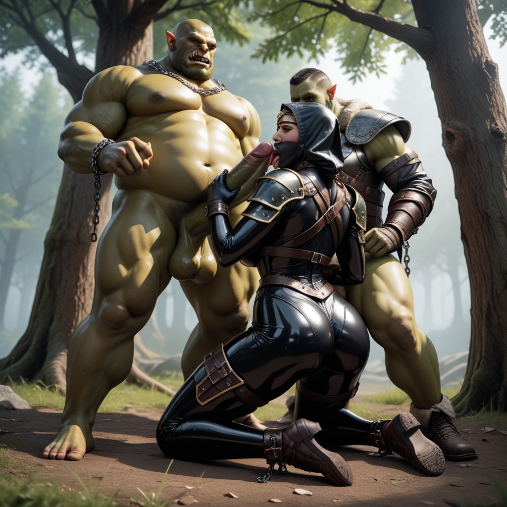 Licking Testicles, Orc Male, 18+ Hentai AI Porn