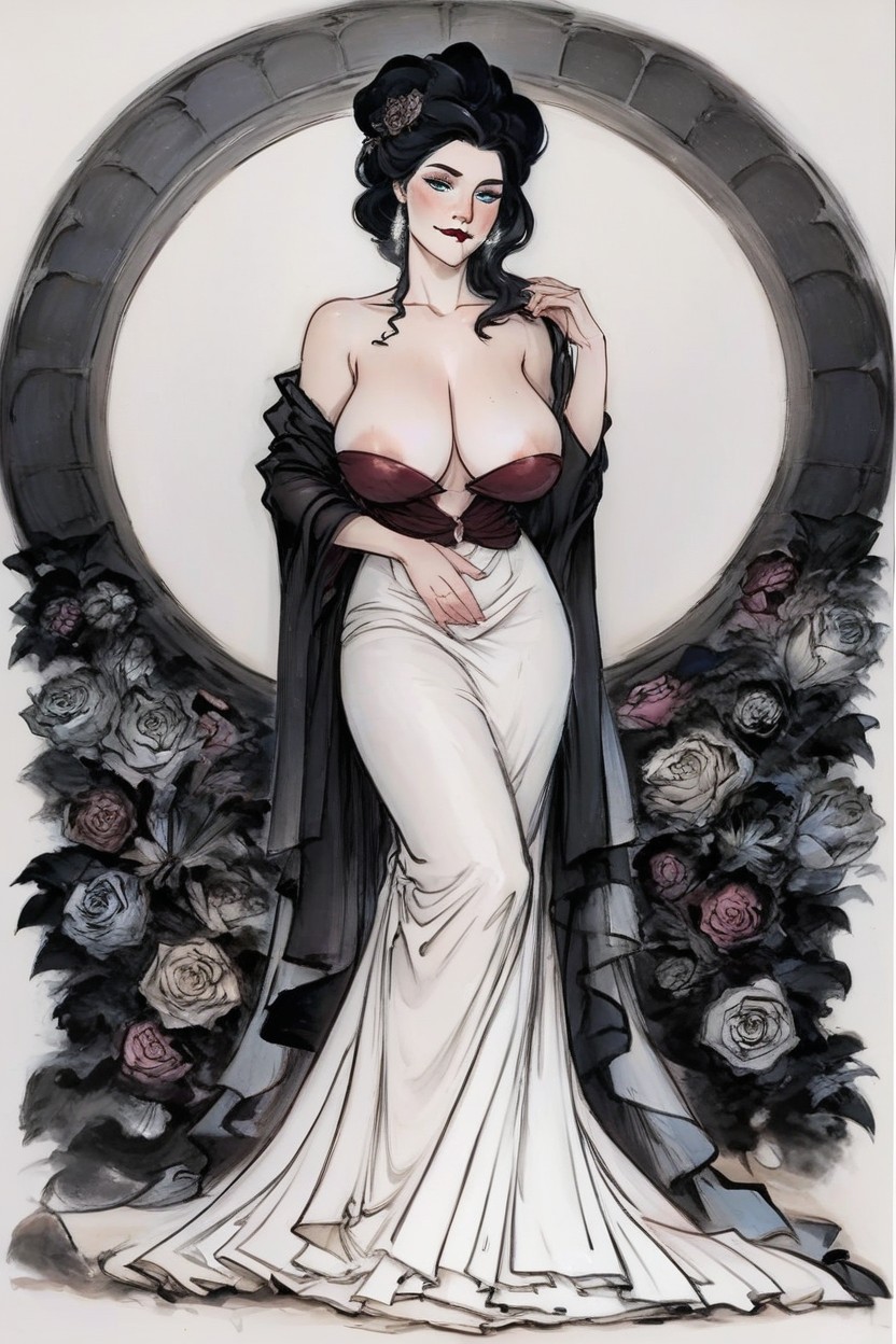 Appearing Tall And Graceful Build Hourglass Figure With Defined Waist, Flawless And Refined Eyes Large, Porcelain-like Complexion AI Porn