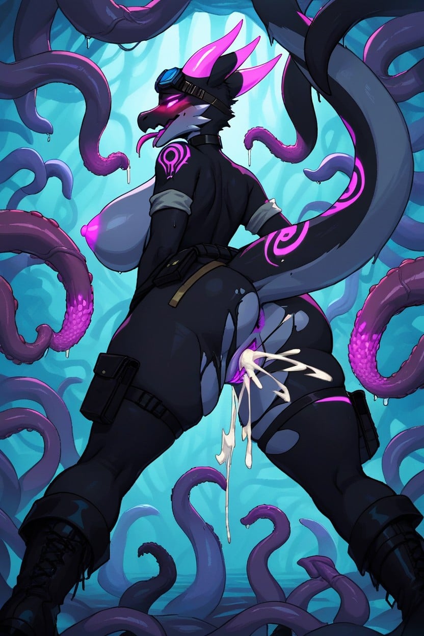 Blush, Purple Nipples, Purple Glow Marks Furry AI Porn