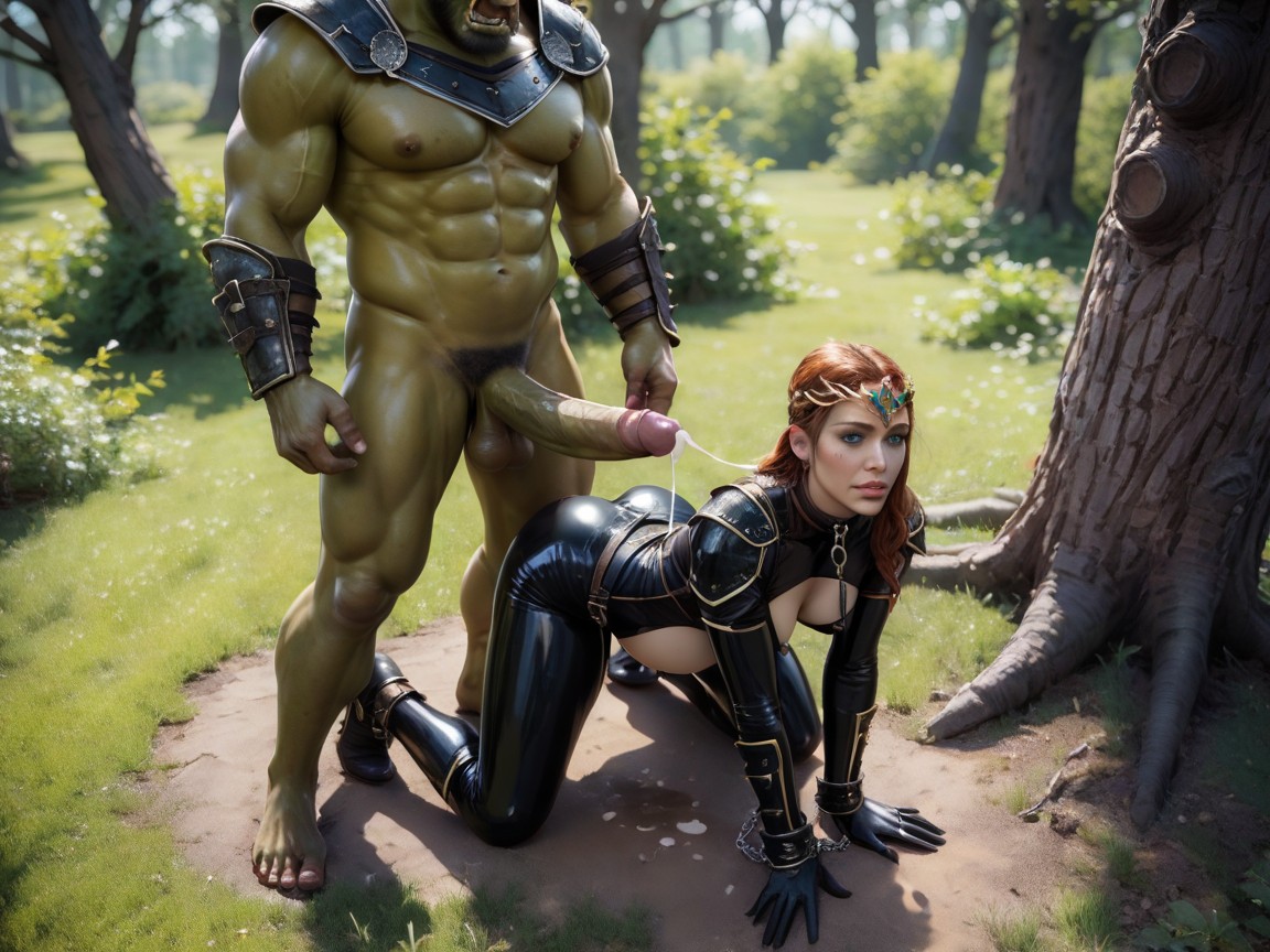 Latex Catsuit, Defeated Human, Blowjob (3rd Person) Hentai AI Porn