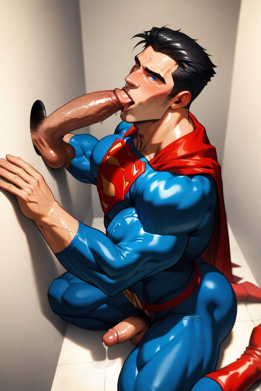 Three Hard Cocks From Three Different Walls On The Walls, Ahegao, Muscular Superman AI Gay Porn