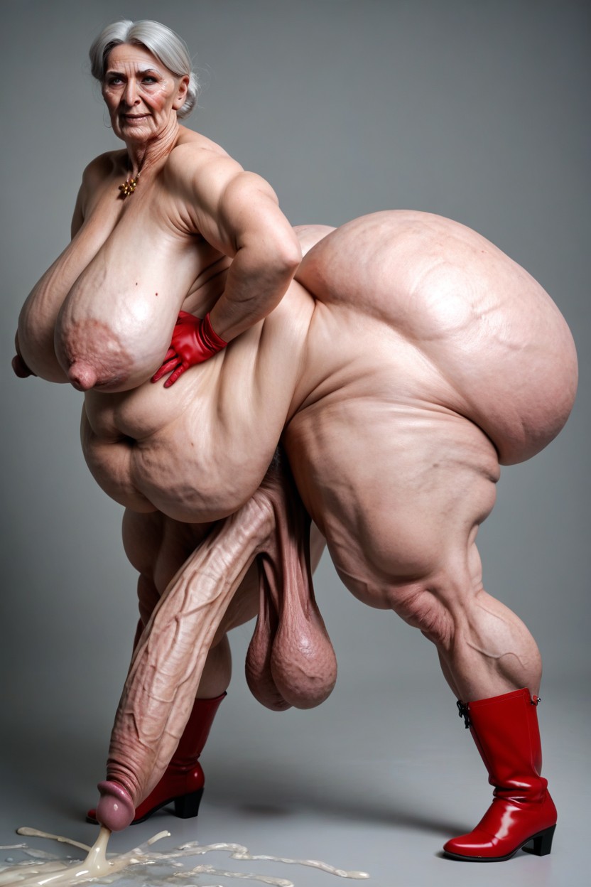 Wrinkled Face, Full Body, Stretch Marks On Thighs 쉬메일 AI 포르노