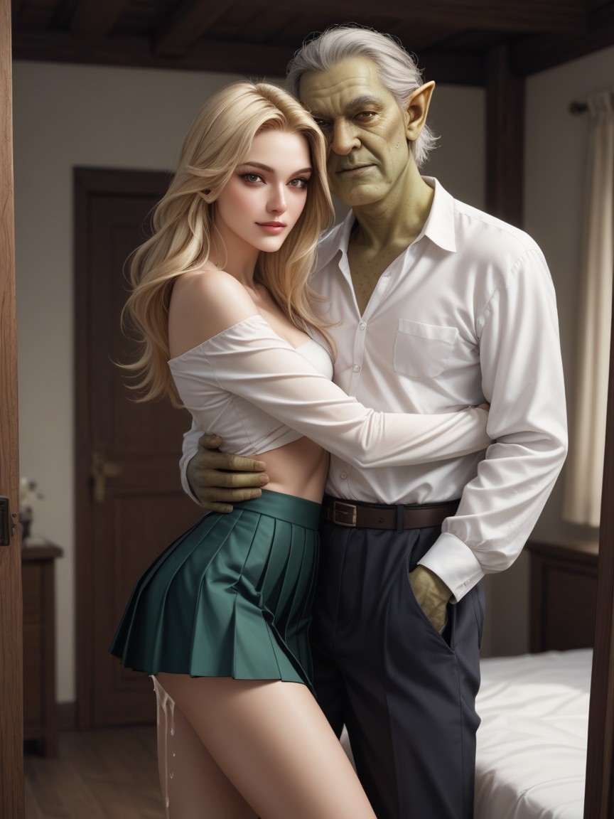 He Fucks Her, Cleavage, Knee Up AI Porn