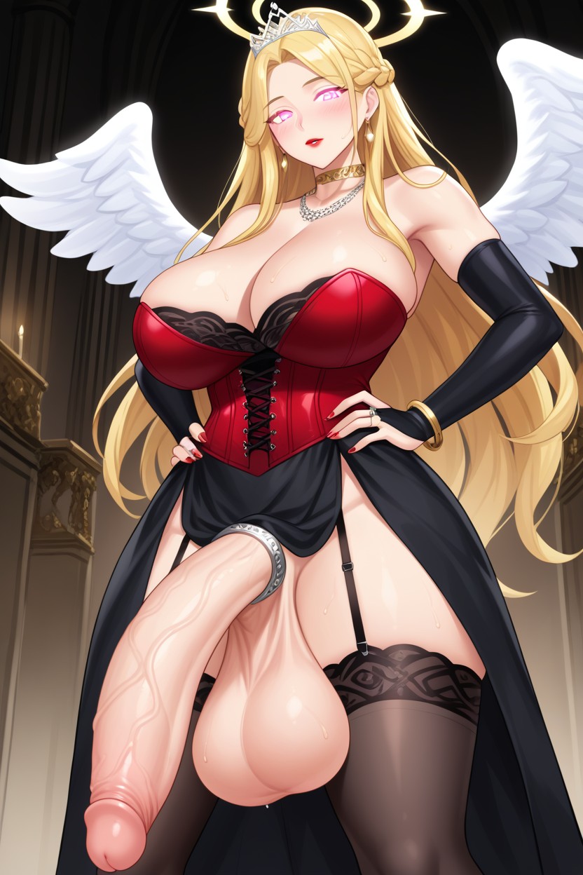 Red Corset, Red Lipstick, Bangle Shemale AI Porn