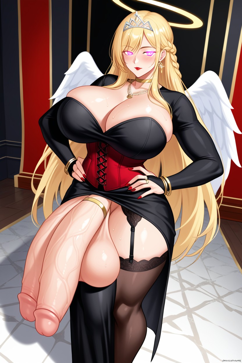 Braided Hair, Tiara, Thigh Straps 人妖AI黃片