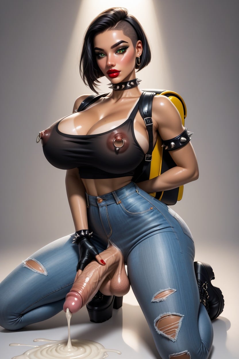 Full Smooth Lips, Supermodel Looks Like Dora The Explorer, See Thru Tank Top Shemale AI Porn