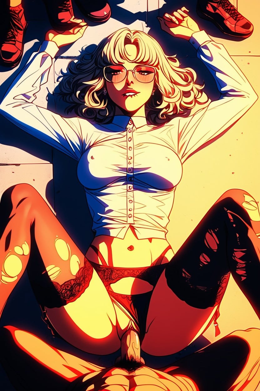 Arms Spread, Horny, Glasses AI Porn