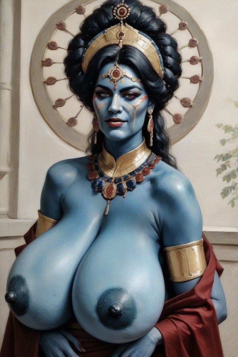 Oversized Gigantic Sized Bust, Traditional Indian Whore, Presenting Breasts AI Porn