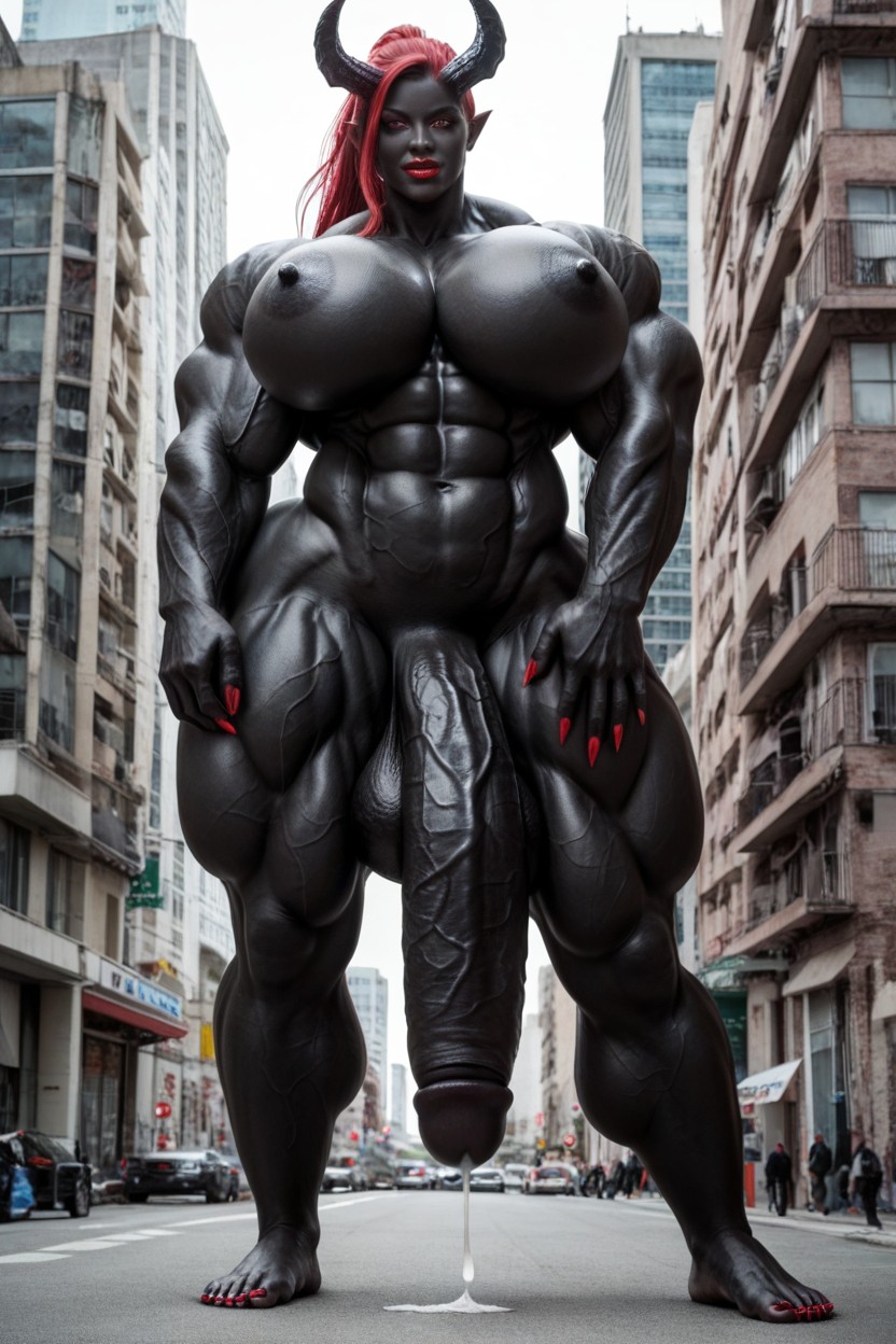 Extremely Swollen Veins, Big Oni Horns, Macro Giantess ニューハーフAIポルノ