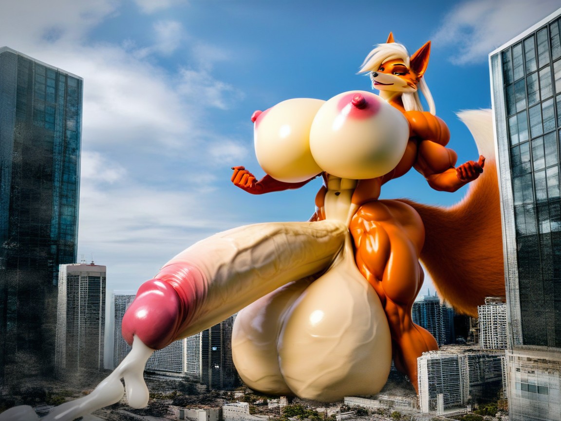 Smug Expression, Hyper Muscular, Hyper Testicles Furry AI Porn